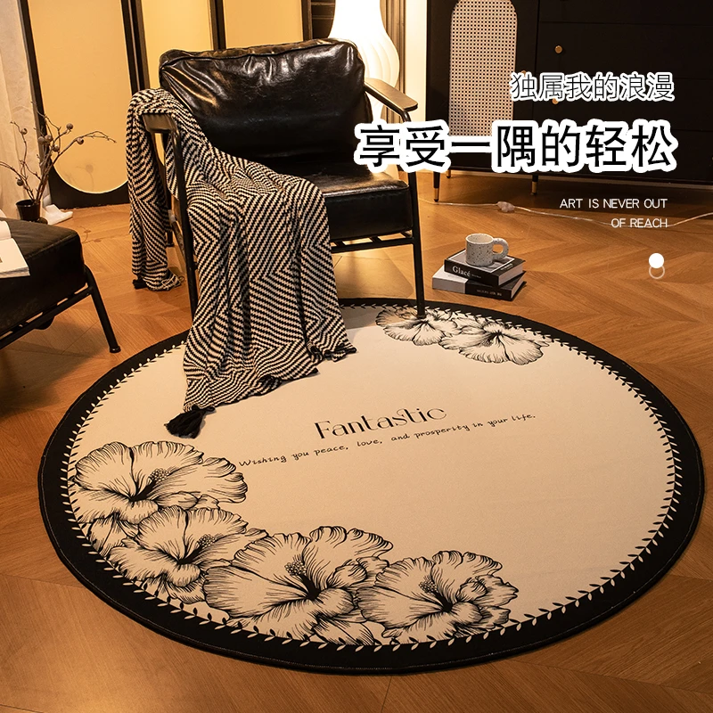 法式复古圆形地毯摇椅垫卧室床边毯梳妆台地垫电脑转椅垫防滑圆毯