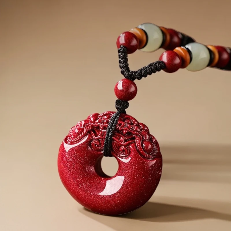 含辰砂工艺品朱砂紫金砂平安扣吊坠貔貅挂件项链男女款情侣