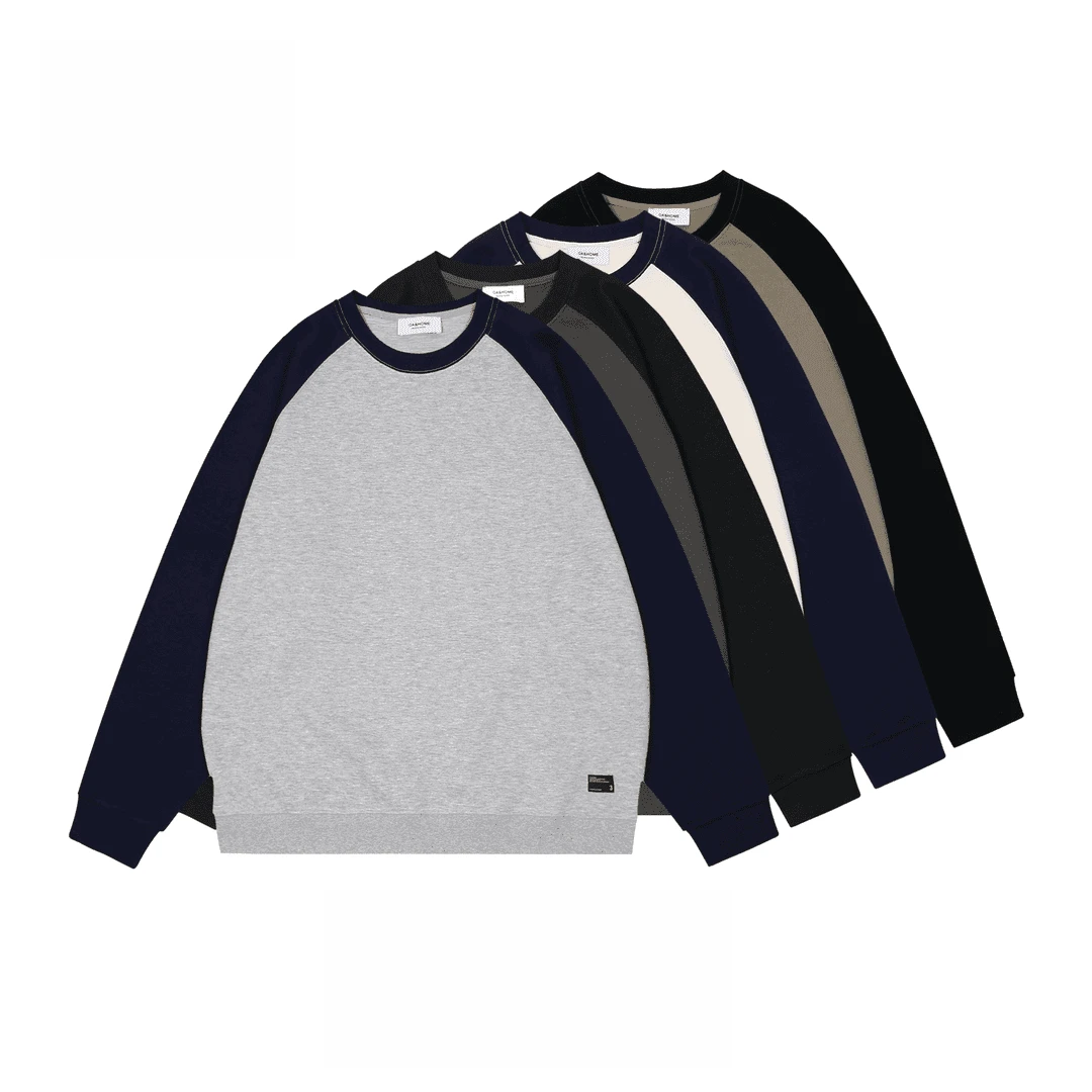 2秋季新款插肩长袖T恤男秋季撞色拼接宽松圆领卫衣Q005