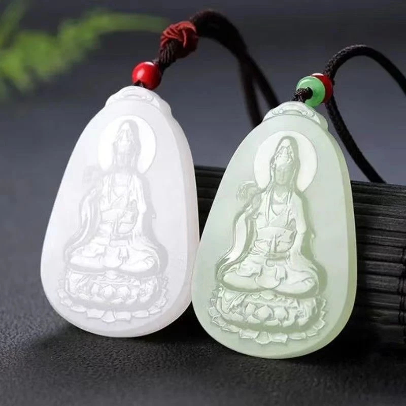 天然青白观音佛挂件吊坠奇石【多样性发货，拍一发一】