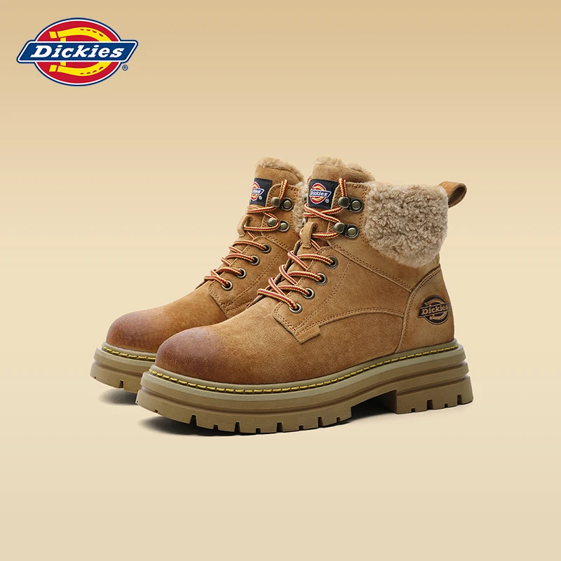 Dickies女鞋秋冬季时尚真皮百搭马丁靴潮流英伦风高帮户外鞋加绒