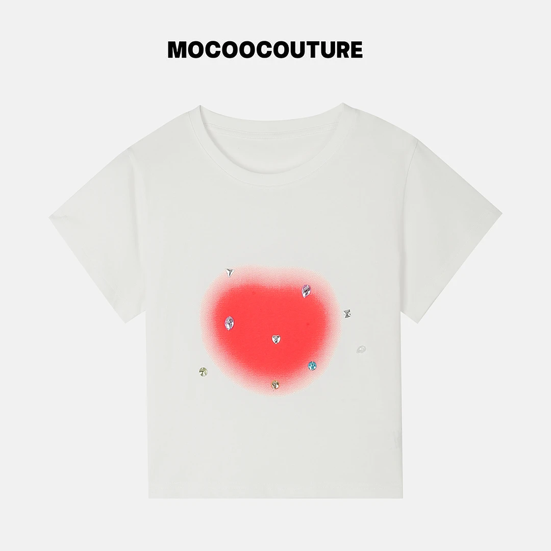 设计感 碎钻 爱心T恤 26159