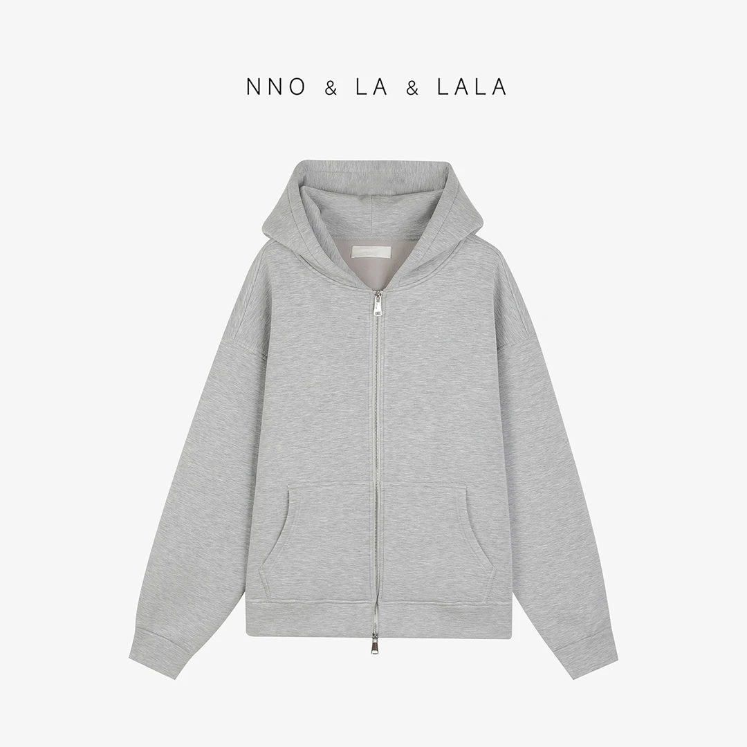 LA oversize  重磅 灰色 廓形连帽卫衣外套 25748