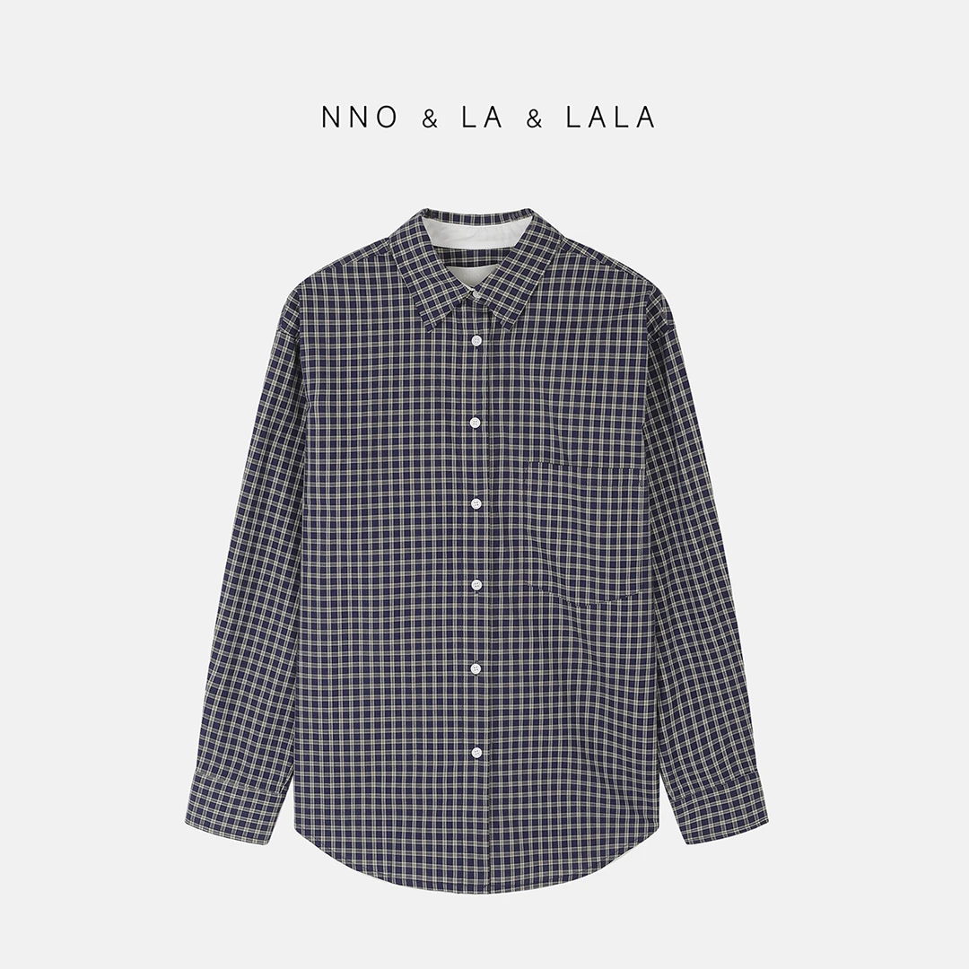 LA 撞色 拼接格纹 衬衫 26391