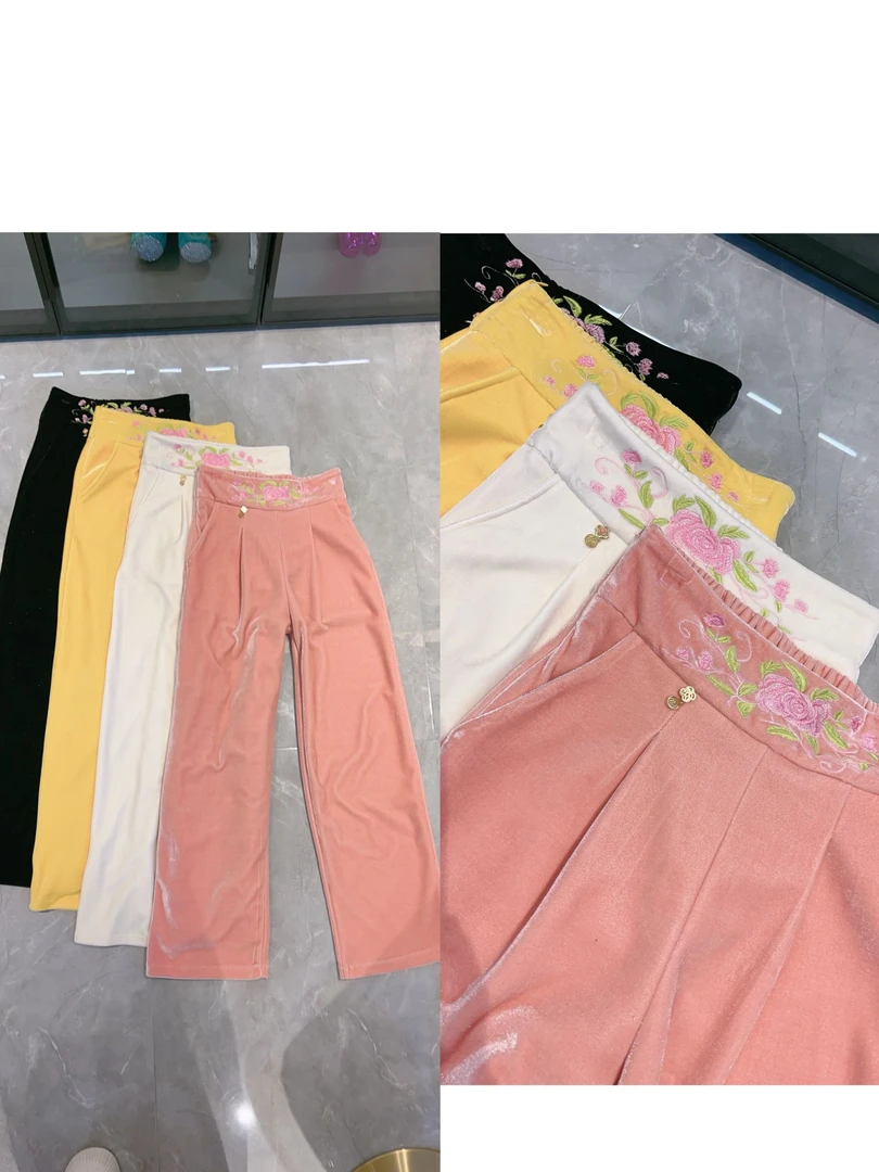 SS.studio/双双“刺绣高定显瘦裤”新中式刺绣显瘦高挑窄版阔腿裤