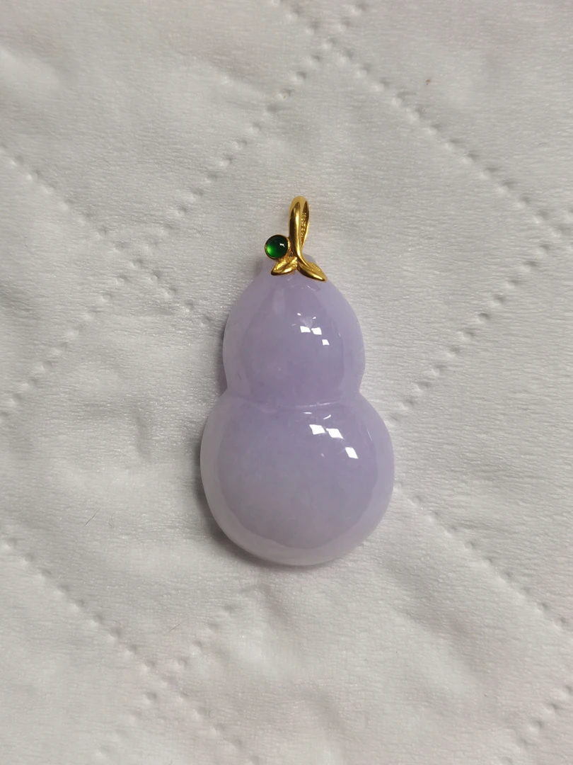 18K金扣紫色翡翠A货葫芦
