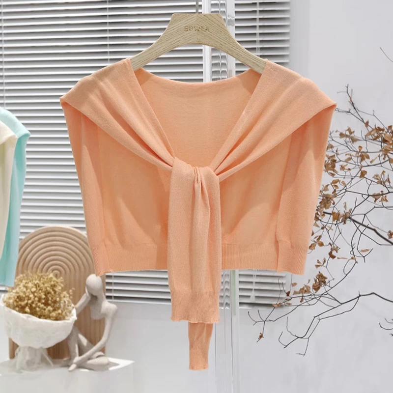 春秋百搭针织披肩衬衫T恤外搭打结坎肩护颈脖子空调房搭肩假领子