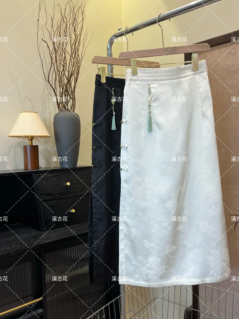 【一岁锦】春季流苏盘扣新中式显瘦半身裙时尚百搭中长款气质松紧腰