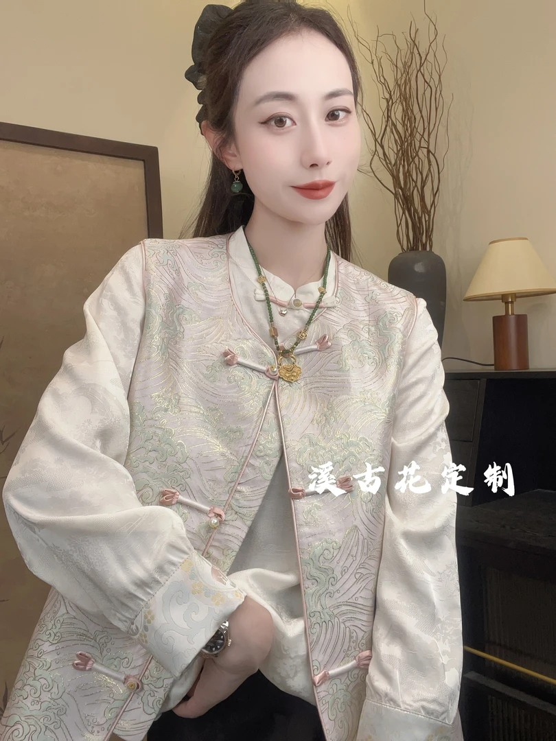 【雨落长安】超百搭！浅色系织锦新中式马甲女时尚气质百搭显瘦宽松