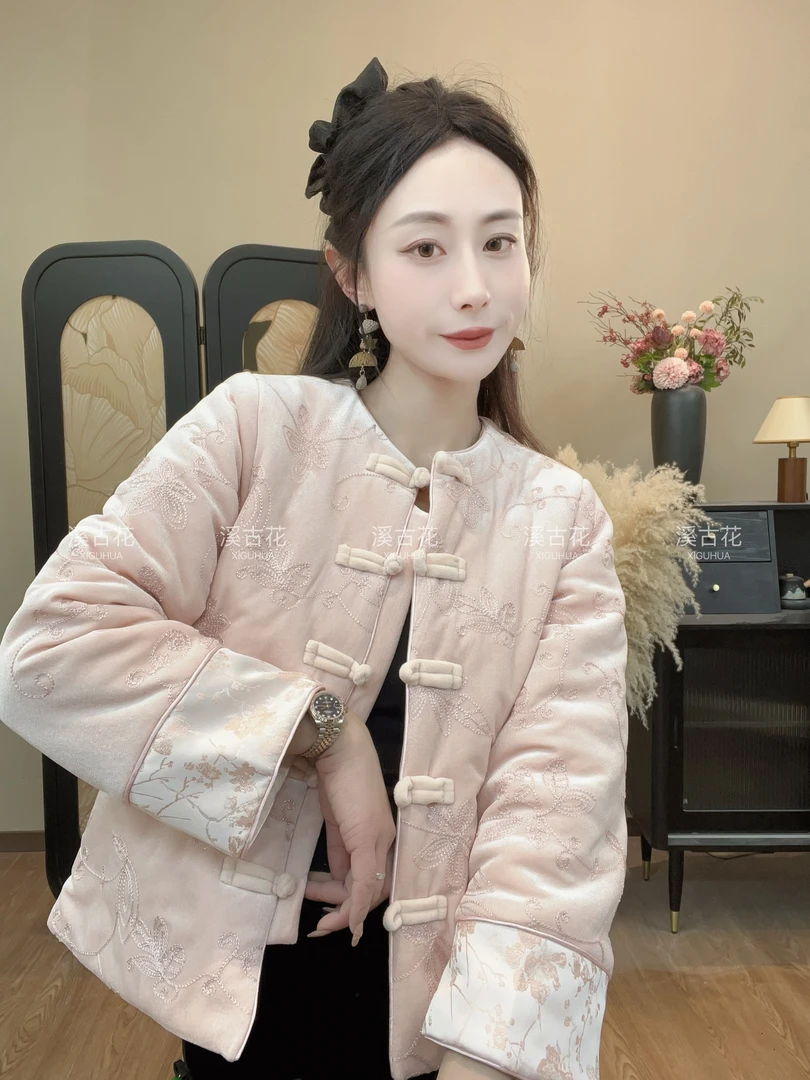 【绘琉璃】气质时尚宽松刺绣短外套女高级加厚秋冬百搭上衣