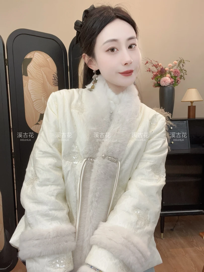 【梦瑶】气质棉衣外套女新中式刺绣保暖冬季加厚绣花