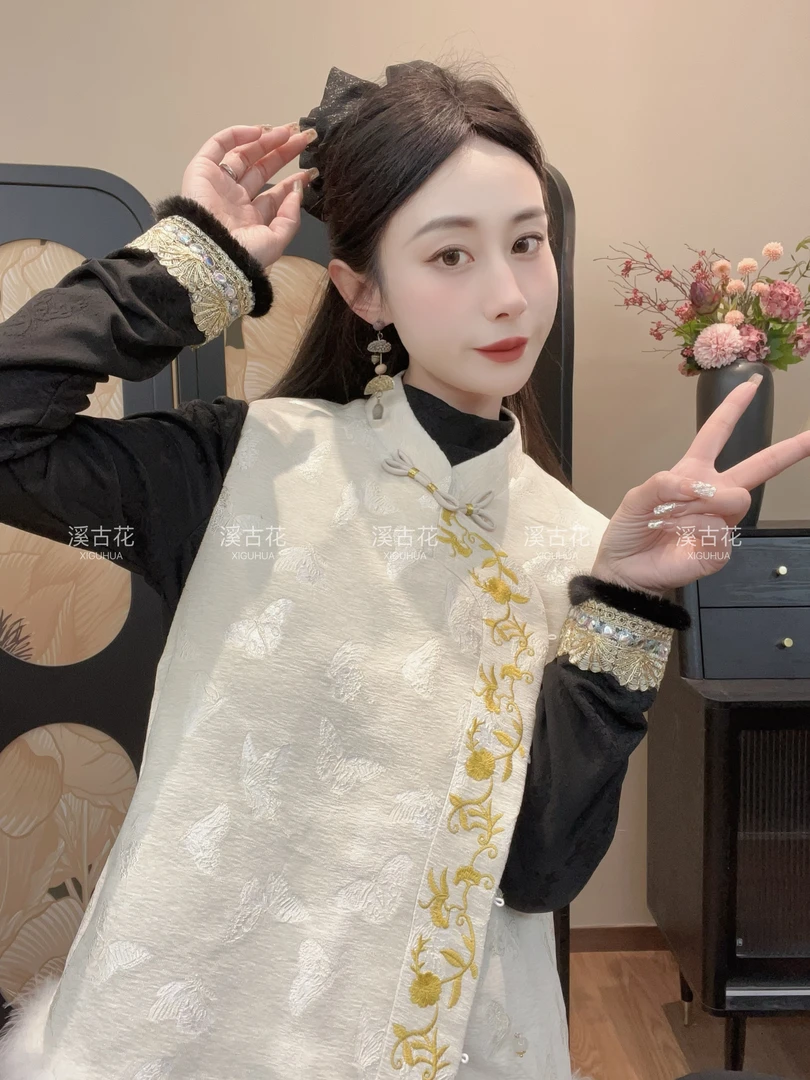 【一盏星】夹棉新中式夹棉马甲女显瘦秋冬保暖马甲加厚