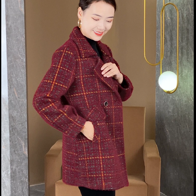 中长款外套秋冬季保暖时尚妈妈装气质显瘦小个子减龄洋气大衣