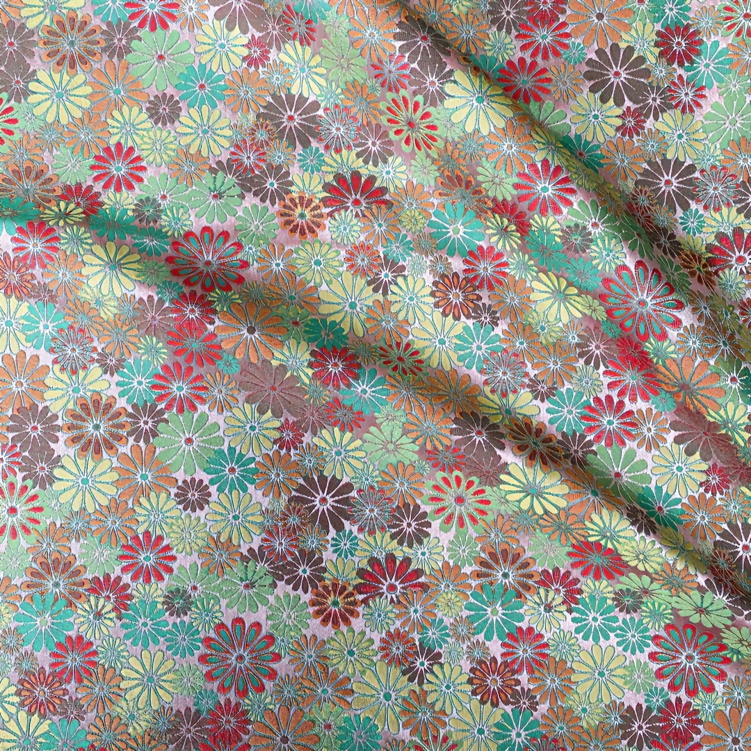 新中式仿宋锦小雏菊布料提花服装布料