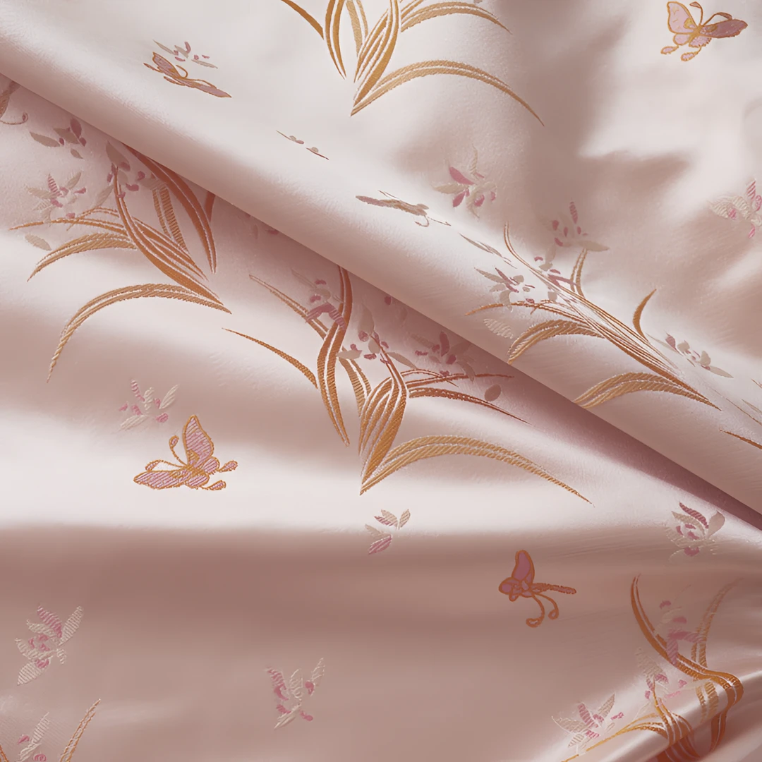 韵绸【兰花】国风新中式仿宋锦兰花提花布料上衣外套