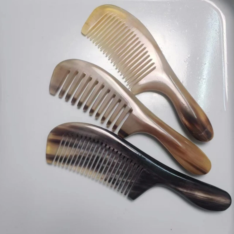 福利款小号家用加厚1cm+牦牛角水墨纹牛角梳防静电生理弧度自然
