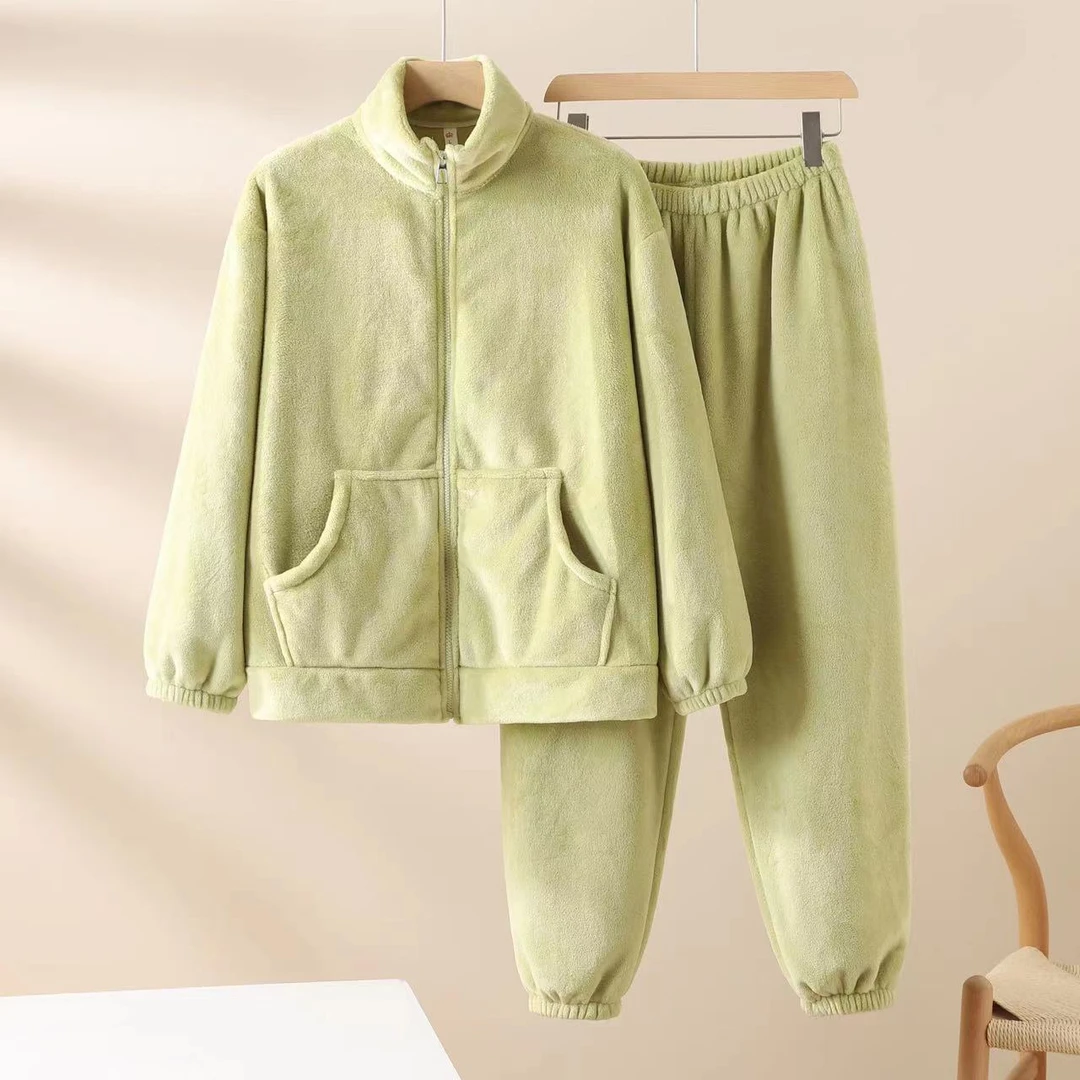 2024新款睡衣双面加绒冬季加厚牛奶绒爆款保暖家居服冬季外穿套装