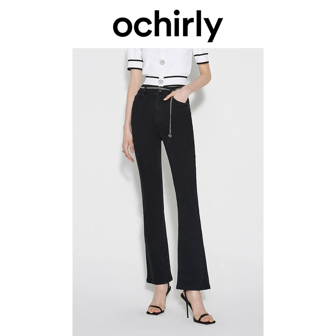 ochirly欧时力 辣妹风喇叭牛仔裤女秋装休闲显瘦时尚百搭