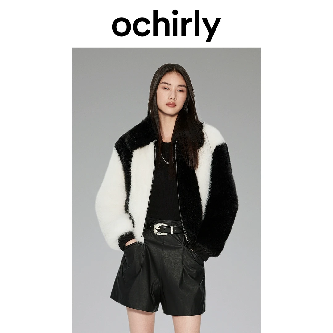ochirly【高级环保皮草】欧时力仿狐狸毛外套女冬装软糯保暖