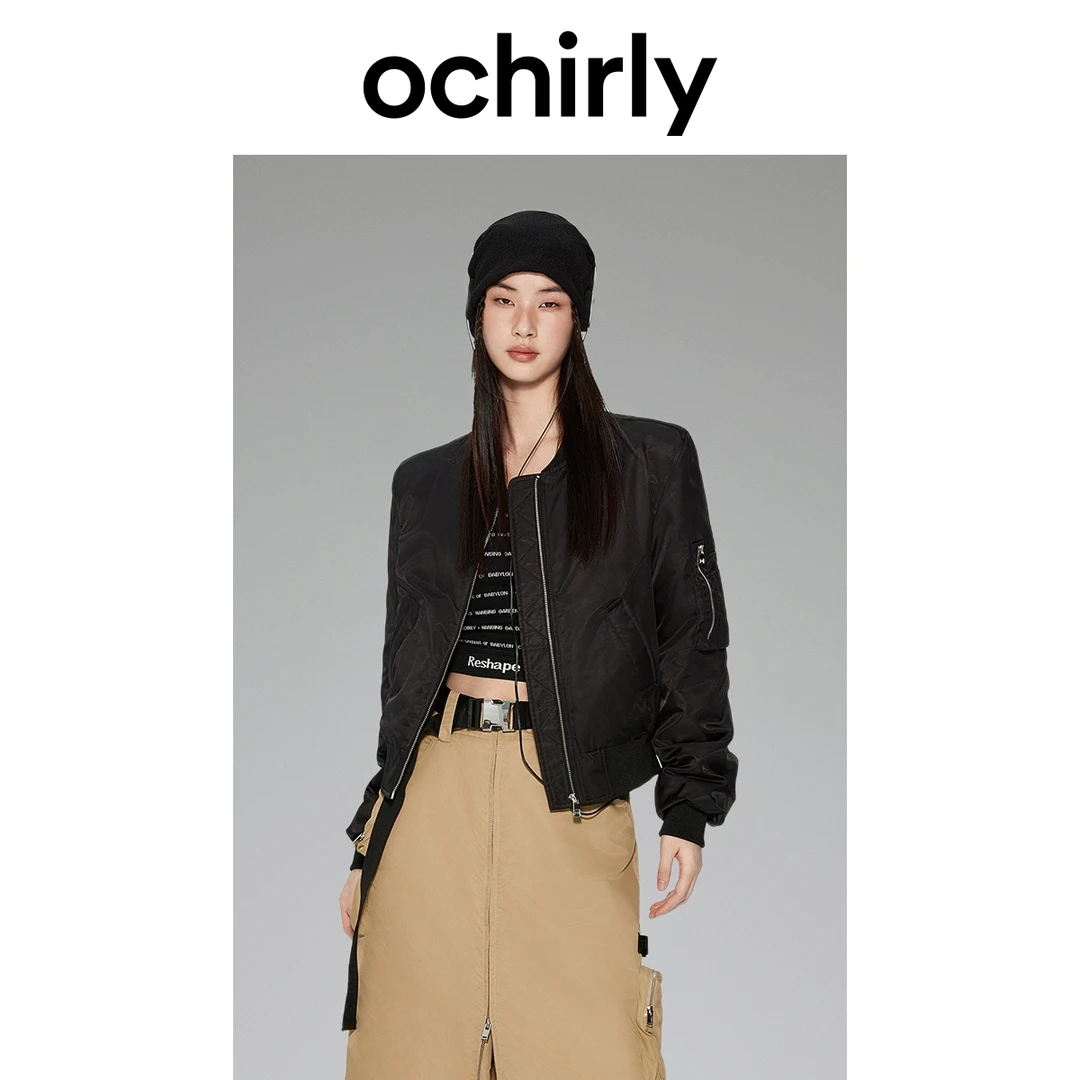 ochirly【机能系列】飞行员夹克轻薄羽绒服冬装棒球外套