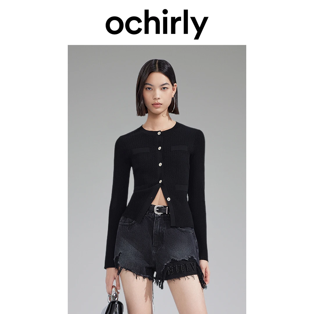 ochirly欧时力 小香风针织外套女秋装开衫修身气质显瘦