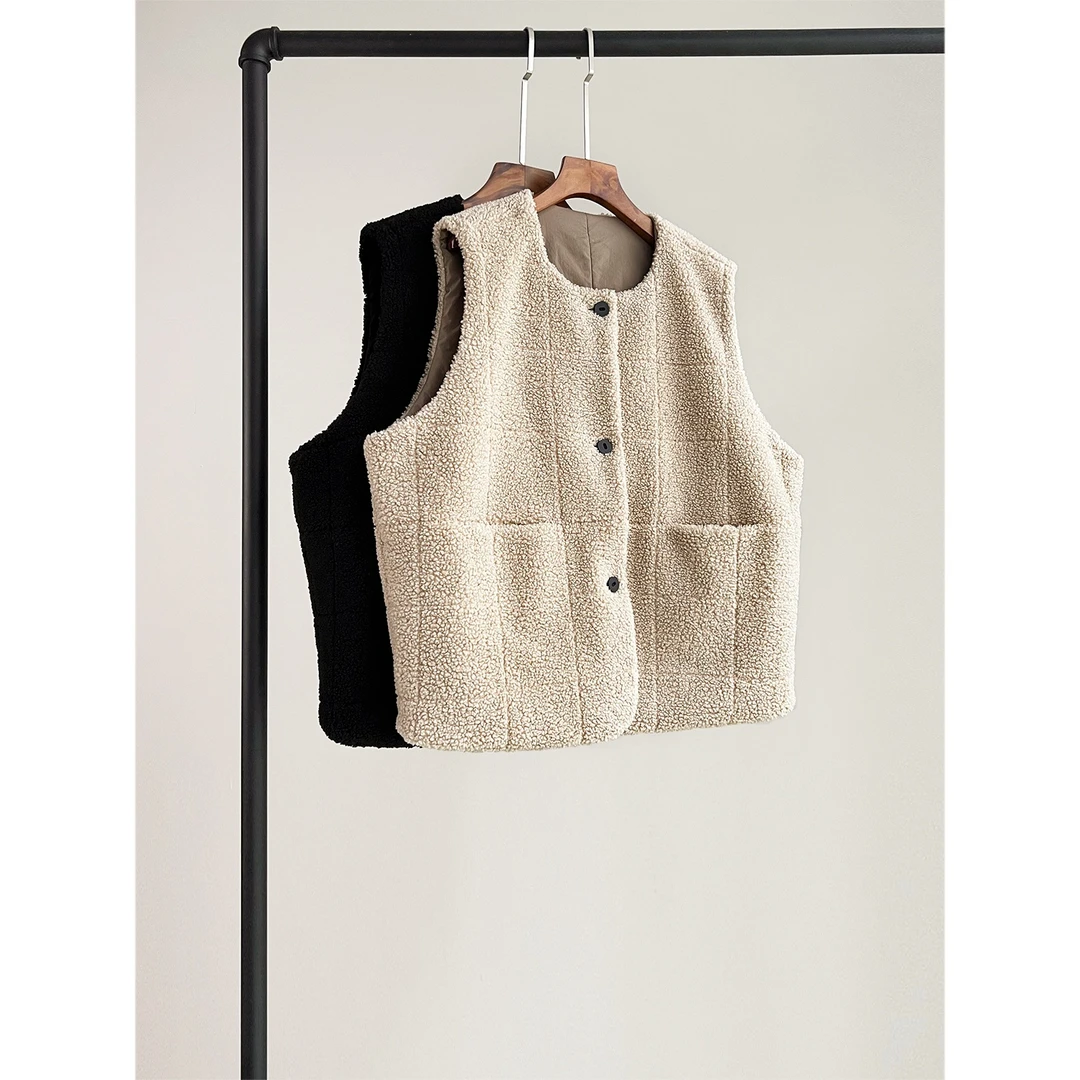 ICEEL五层保暖双面穿马甲秋冬宽松纯色百搭加厚外套原创设计女装