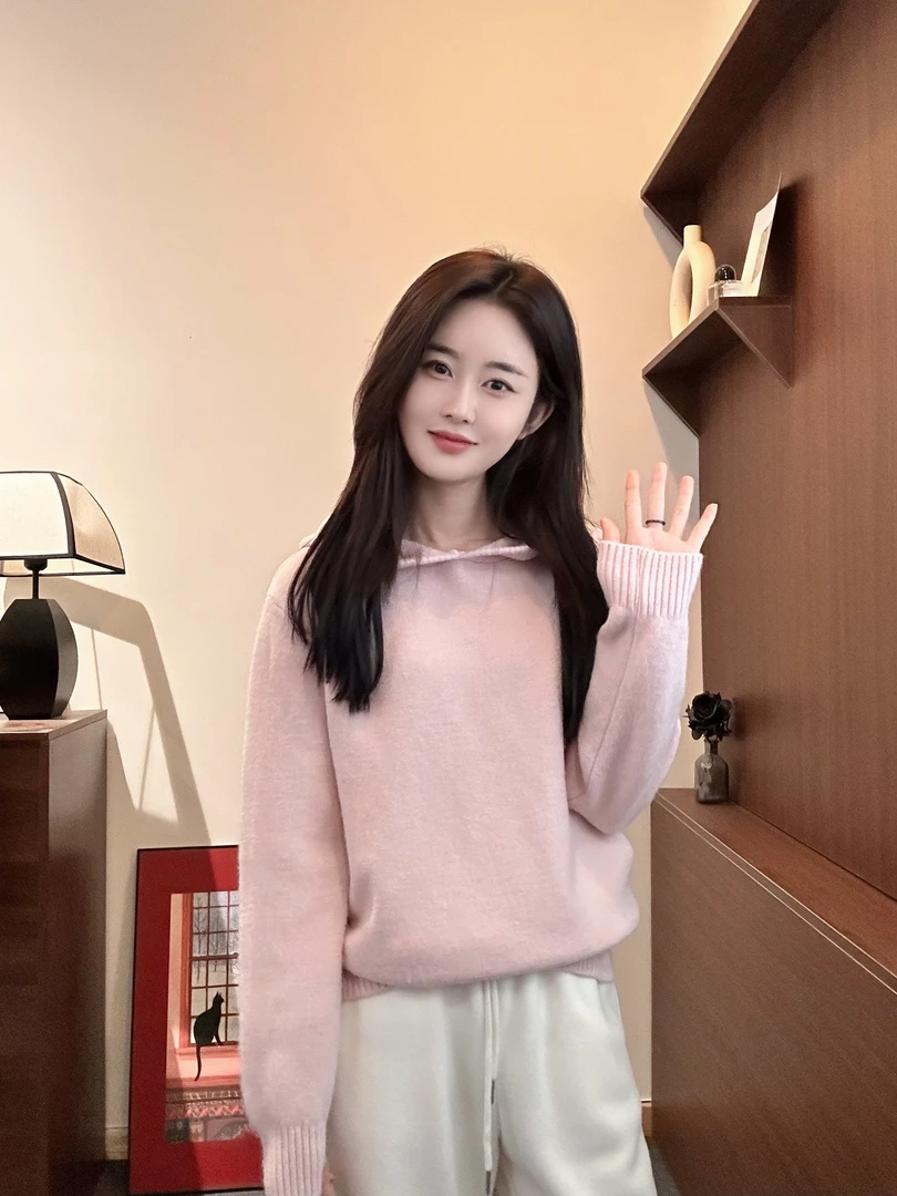 【Niche Young】桃花潭2.0连帽宽松慵懒风韩版套头连帽毛衣Y5474