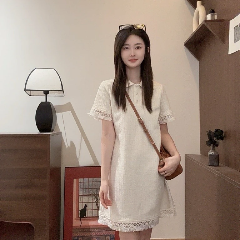 【Niche Young】白桃干 韩版气质显瘦休闲连衣裙Y5042