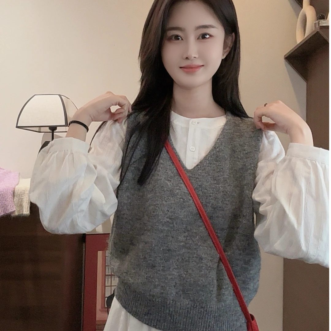 【Niche Young】闪耀 羊毛混纺韩版秋季叠穿设计感针织马甲Y5298