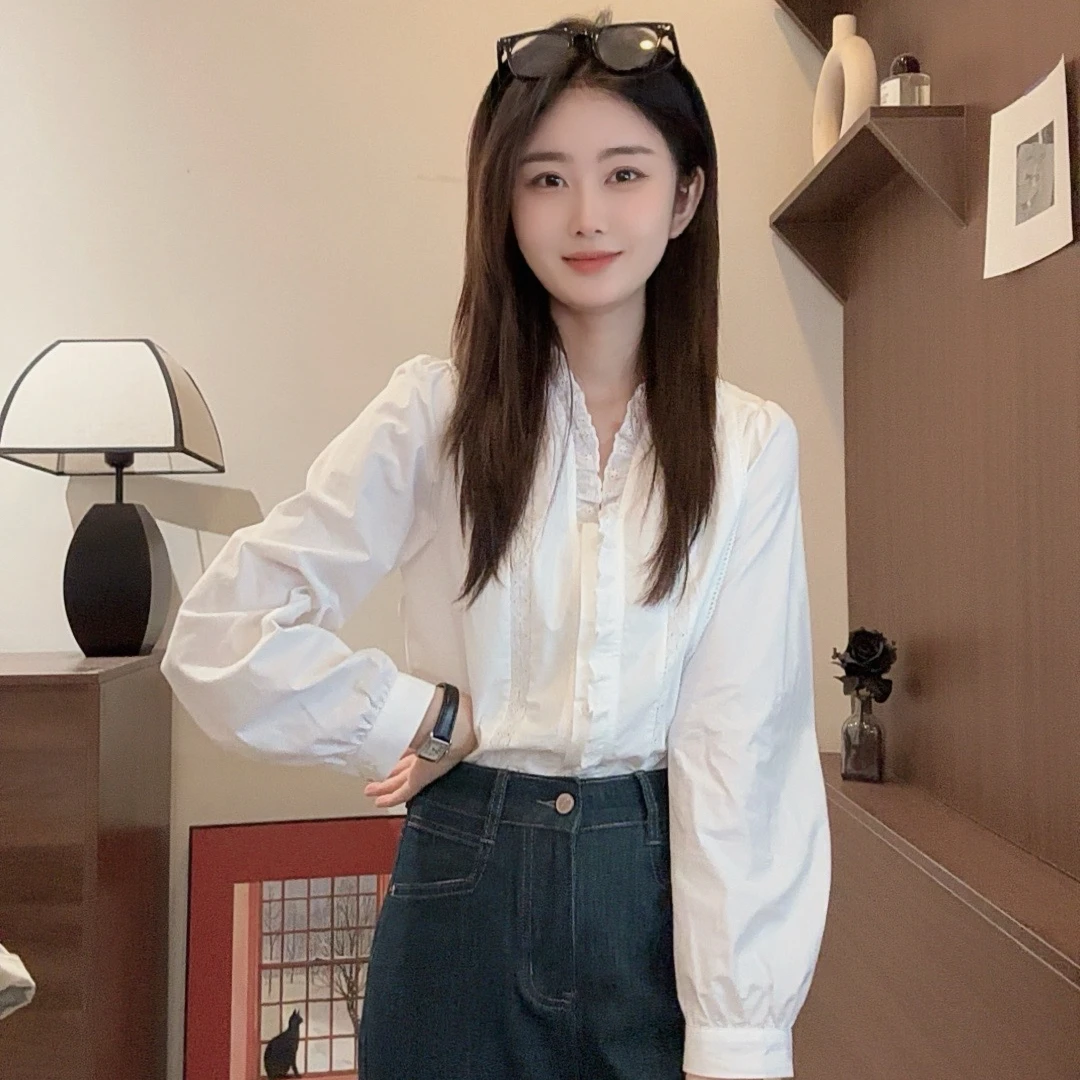 【Niche Young】 画师 气质长袖复古法式小众设计感衬衫 CX10155