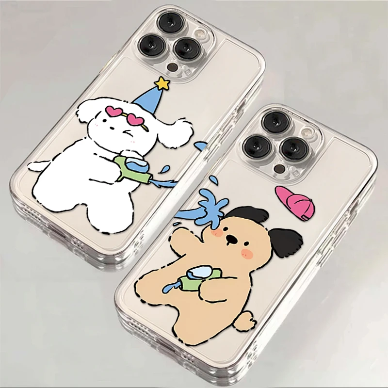 情侣水枪小狗iPhone15/14手机壳13卡通12/11苹果OPPO华为VIVO小米