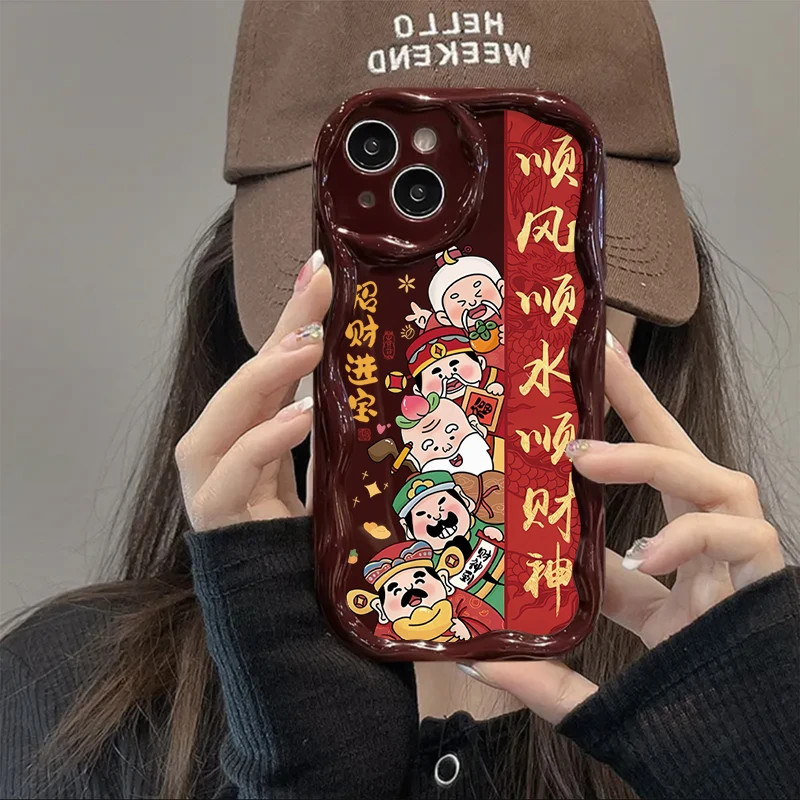 国风福禄寿财神苹果15promax手机壳iPhone14/13新年款12/11小众xr