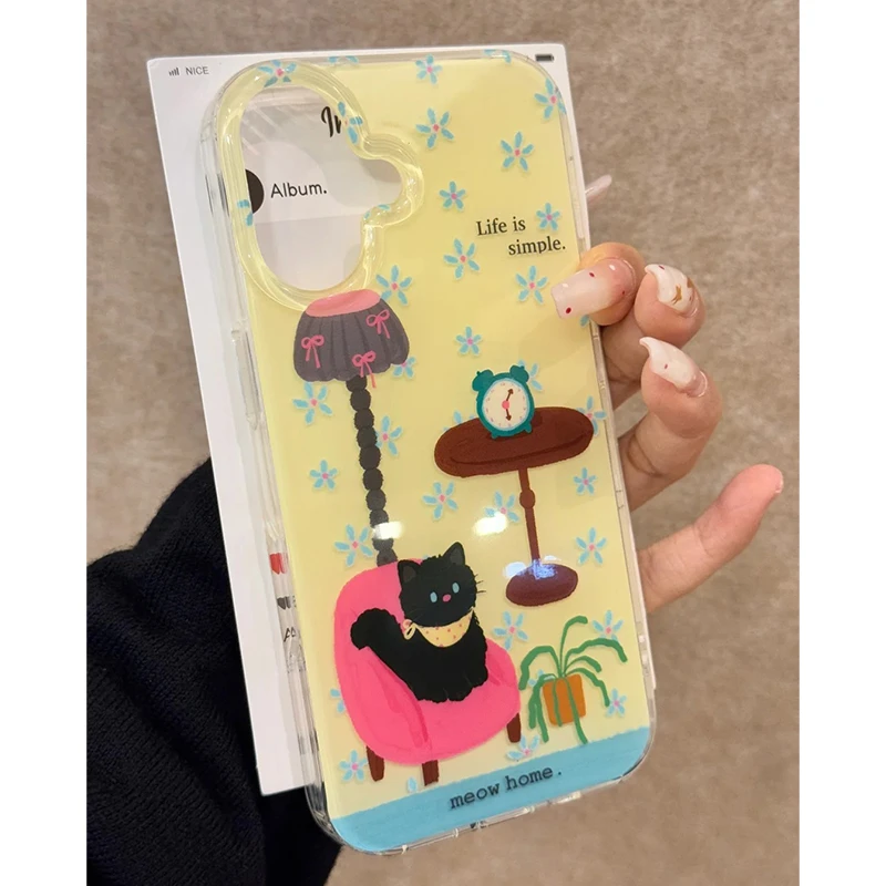 温馨台灯小猫咪适用iPhone15手机壳苹果16透明14华为vivo小米oppo
