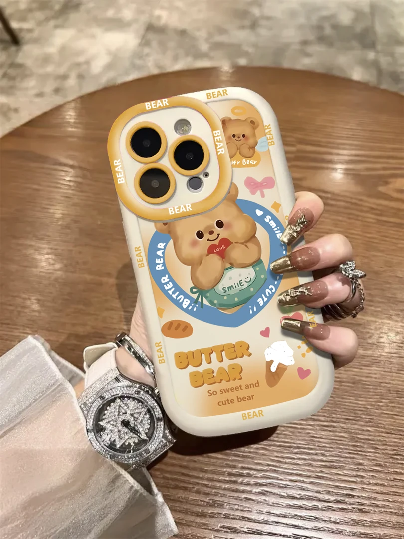 冰淇淋黄油熊iPhone15promax手机壳苹果14/13卡通12可爱11网红xr