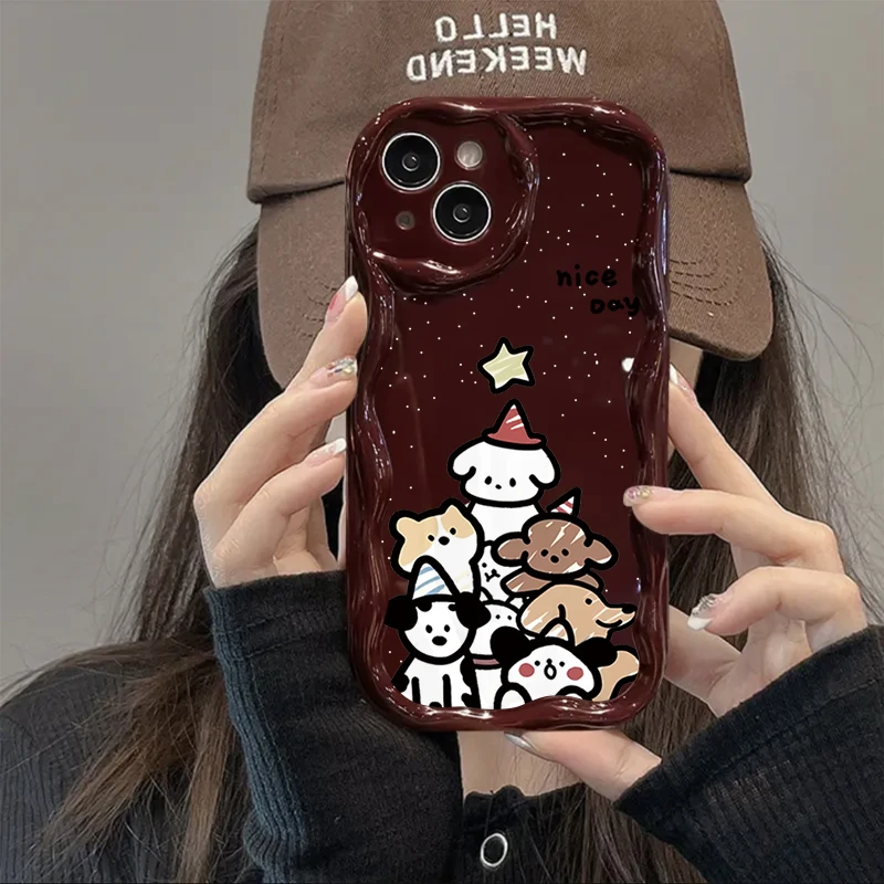 可爱圣诞小狗苹果15promax手机壳iPhone14/13小众12女款11防摔xr