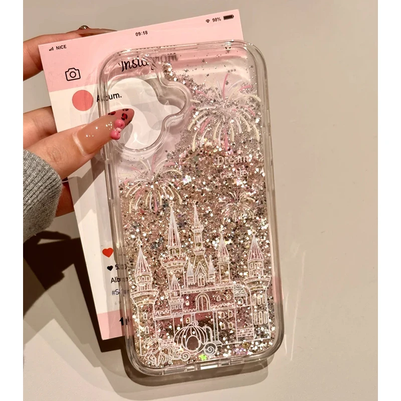 城堡烟花流沙适用iPhone16/13手机壳12苹果15/14华为vivo小米oppo