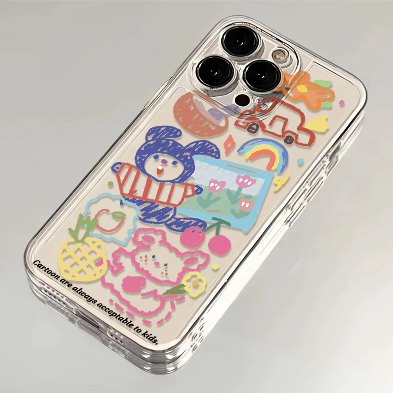 涂鸦蜡笔画ins风iPhone15/14手机壳13苹果12软11华为OPPO小米VIVO