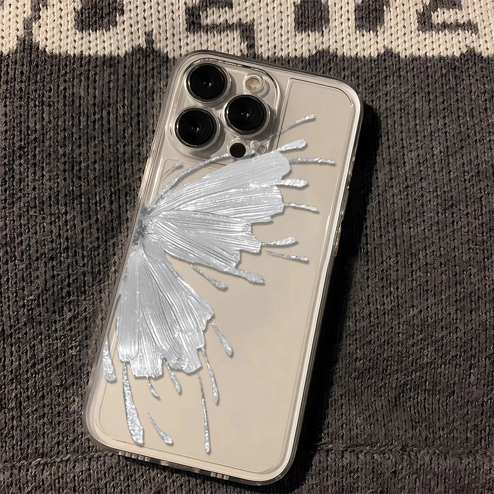 高颜值银蝴蝶iphone14/15手机壳13/12小众11苹果OPPO华为VIVO小米