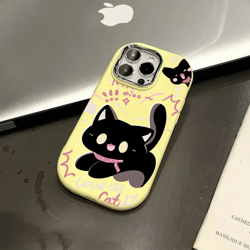 可爱惊吓小黑猫iPhone15promax手机壳苹果14/13卡通12小众11女xr