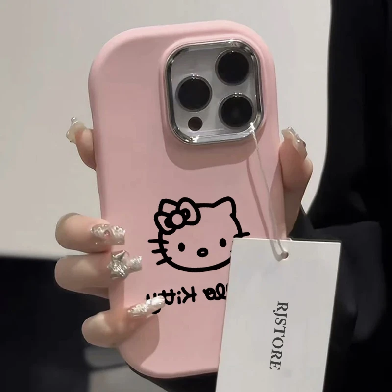 马卡龙简笔KT猫苹果15promax手机壳iPhone14可爱13/11卡通12女XR