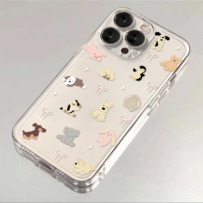 可爱蝴蝶结小动物iPhone15手机壳苹果14/13promax卡通12/11小众xr