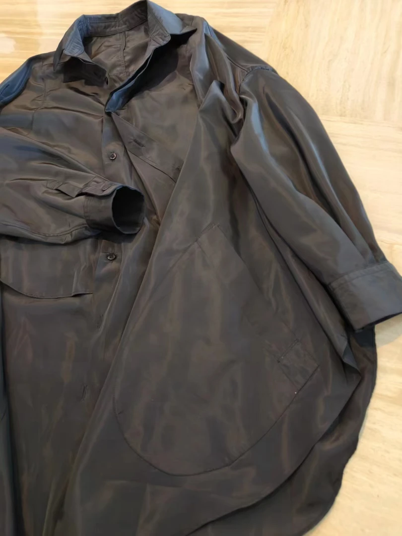 2023新款女士宽松蝙蝠纯色百搭简约衬衣775