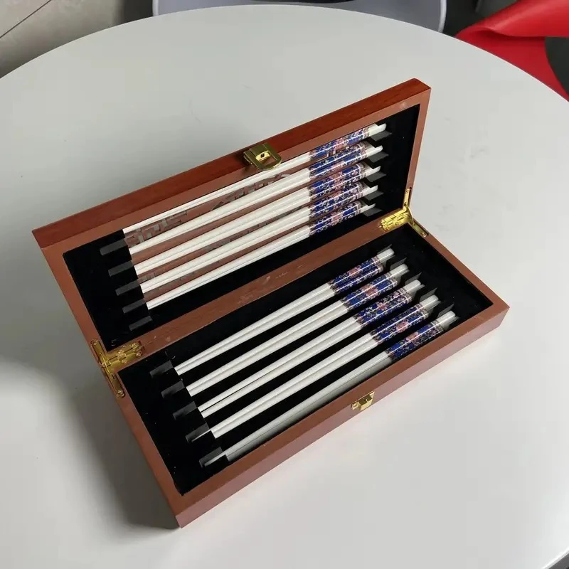 蓝色珐琅彩十双筷子带礼盒