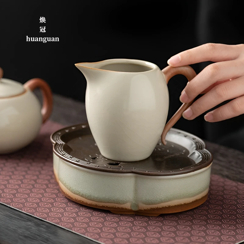 分茶汝窑美人公道茶杯功夫茶具陶瓷茶海公道杯公道杯高颜值公杯