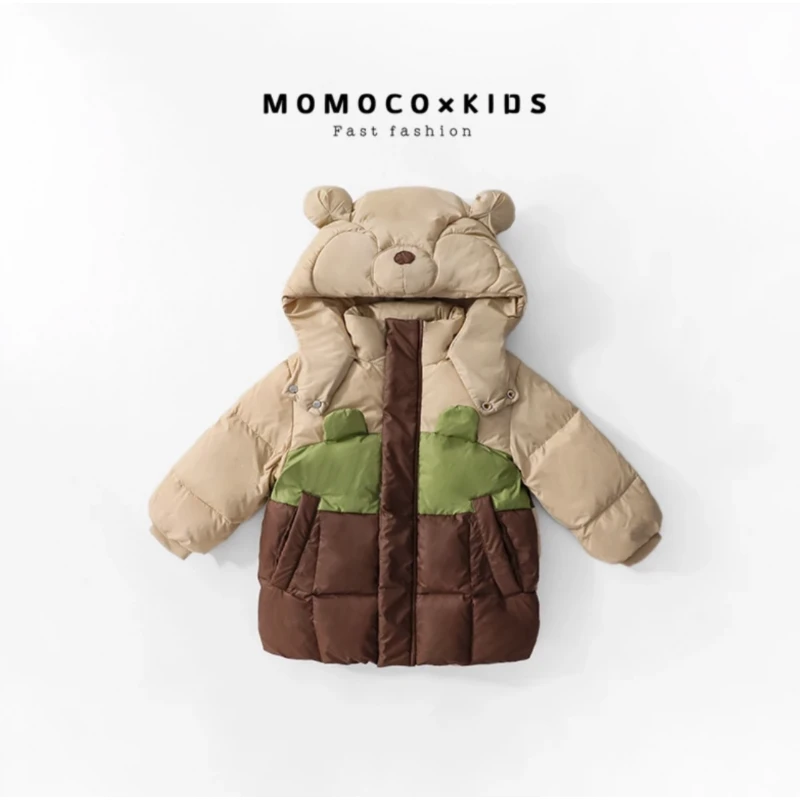 MOMOCO小熊帽子羽绒服连帽中长款加厚儿童羽绒服76410102027