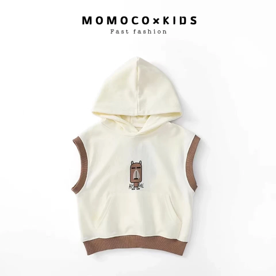 MOMOCO/2024年春季男童时尚简约拼色背心75180233001