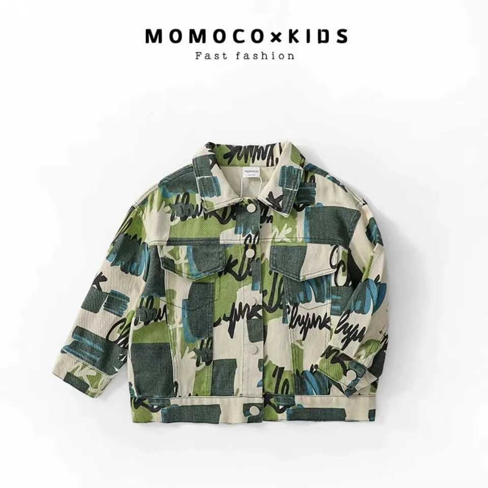 MOMOCO男童春季韩版酷帅满印外套75180117001