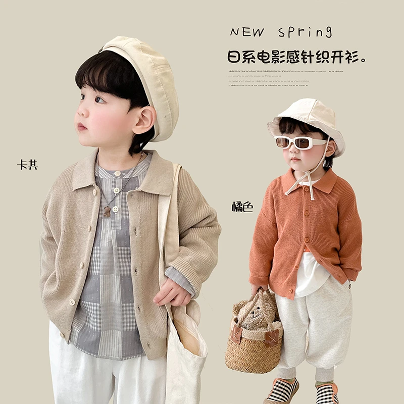 阿小轩【日式电影感】2025韩范翻领针织开衫洋气毛衣潮