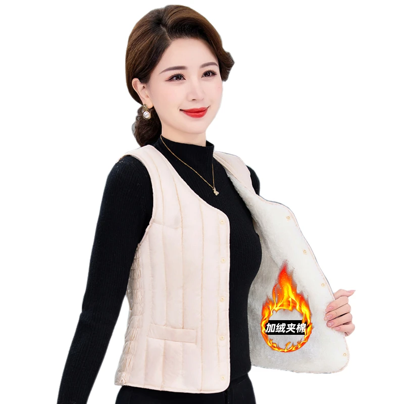 2023秋冬新款加绒加厚保暖棉外穿女背心坎肩修身内穿显瘦暖背贴身