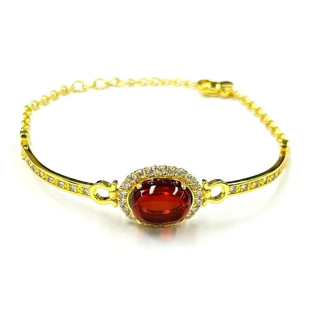 【符老板w】m316-国风设计款琥珀蛋面手镯-赠礼盒